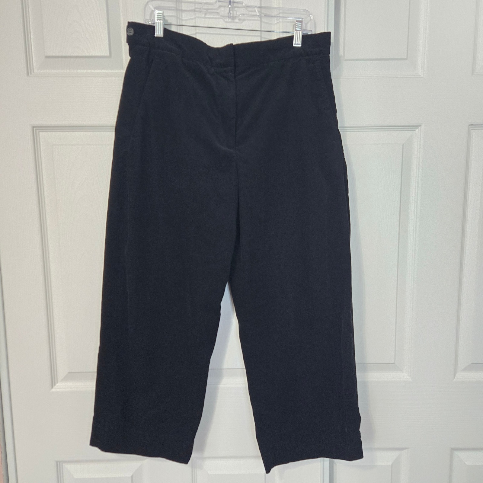 Cos Black Corduroy Wide Leg Cropped Pants High Rise Womens Size 12 1248496-2